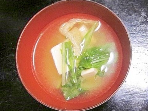 水菜・絹ごし豆腐・油揚げの味噌汁